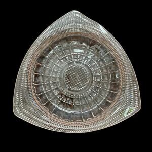 Hazel Atlas Pink Depression Glass Vintage Pale Pink Triangle Dish Ornate Candy